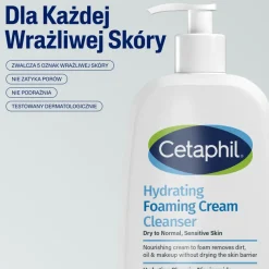 Cetaphil Hydrating Foaming Cream Cleanser, kremowa pianka oczyszczająca do twarzy, 236 ml