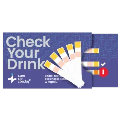 Check Your Drink, test na obecność pigułki gwałtu w napojach, 1 opakowanie (5 testów jednorazowych)