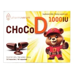 CHoCoD 1000 IU, kapsułki miękkie do żucia, smak czekoladowy, 60 szt.