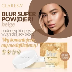 Claresa Blur Super Pow(d)er!, sypki puder wygładzający, Beige, 12 g