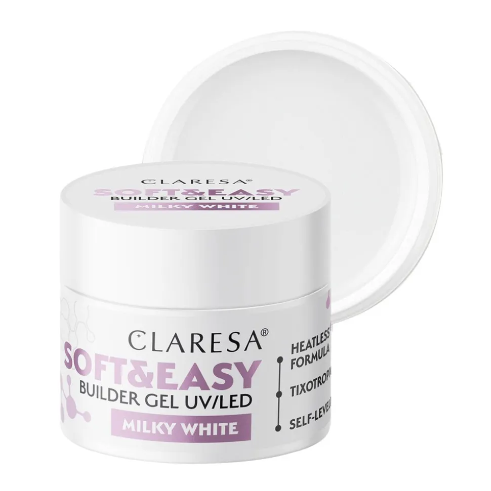 Claresa Soft&Easy Builder Gel, żel budujący do paznokci, Milky White, 12 g