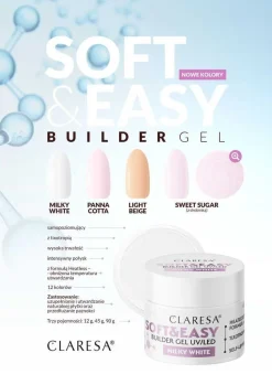 Claresa Soft&Easy Builder Gel, żel budujący do paznokci, Milky White, 12 g