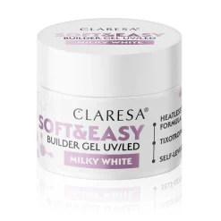 Claresa Soft&Easy Builder Gel, żel budujący do paznokci, Milky White, 12 g