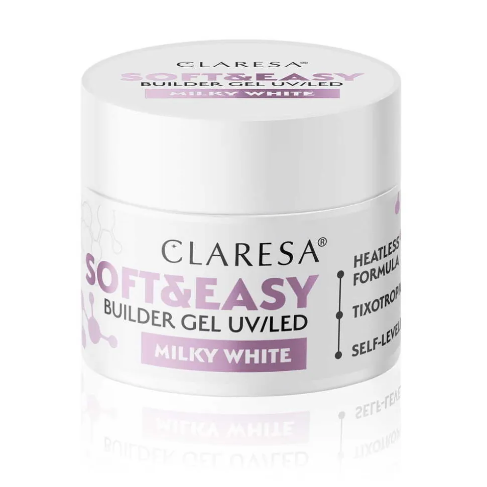 Claresa Soft&Easy Builder Gel, żel budujący do paznokci, Milky White, 12 g