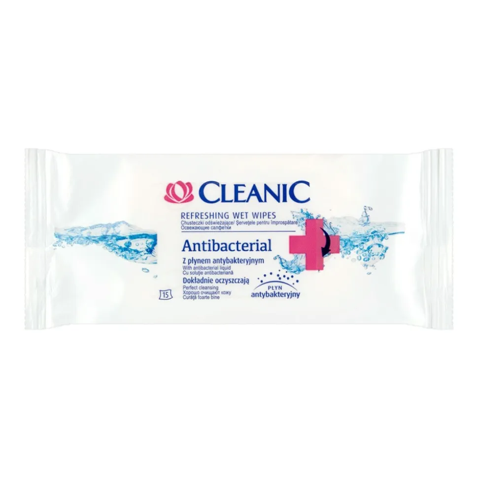 Cleanic Antibacterial, chusteczki odświeżające, 15 szt.
