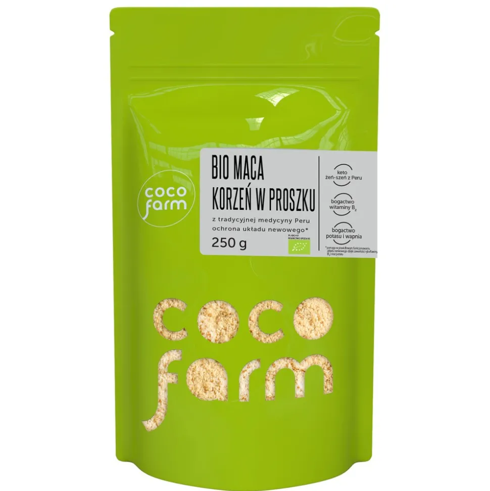 Coco Farm, Maca bio korzeń w proszku, 250 g