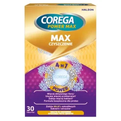 Corega Power Max, Max Czyszczenie, tabletki do czyszczenia protez, 30 szt.