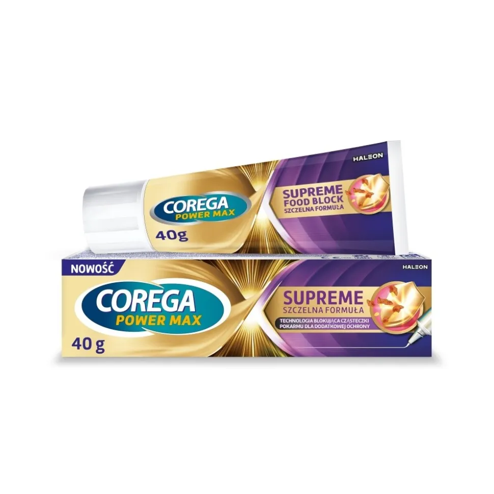 Corega Power Max Supreme, krem do protez zębowych, 40 g