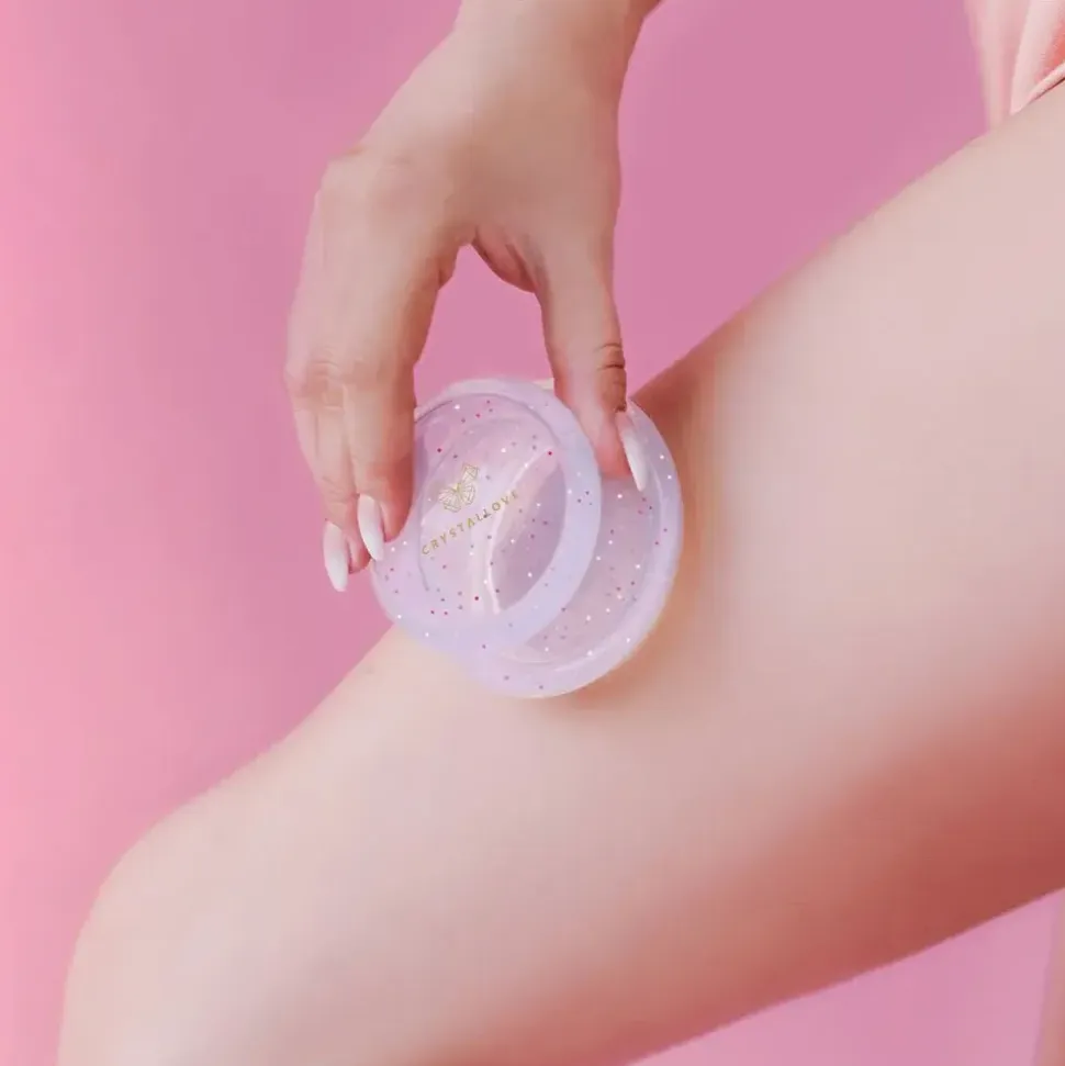 Crystallove, bańki silikonowe do masażu ciała z brokatem, crystal, 3 szt.