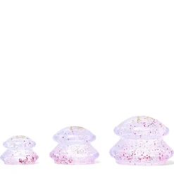 Crystallove, bańki silikonowe do masażu ciała z brokatem, crystal, 3 szt.
