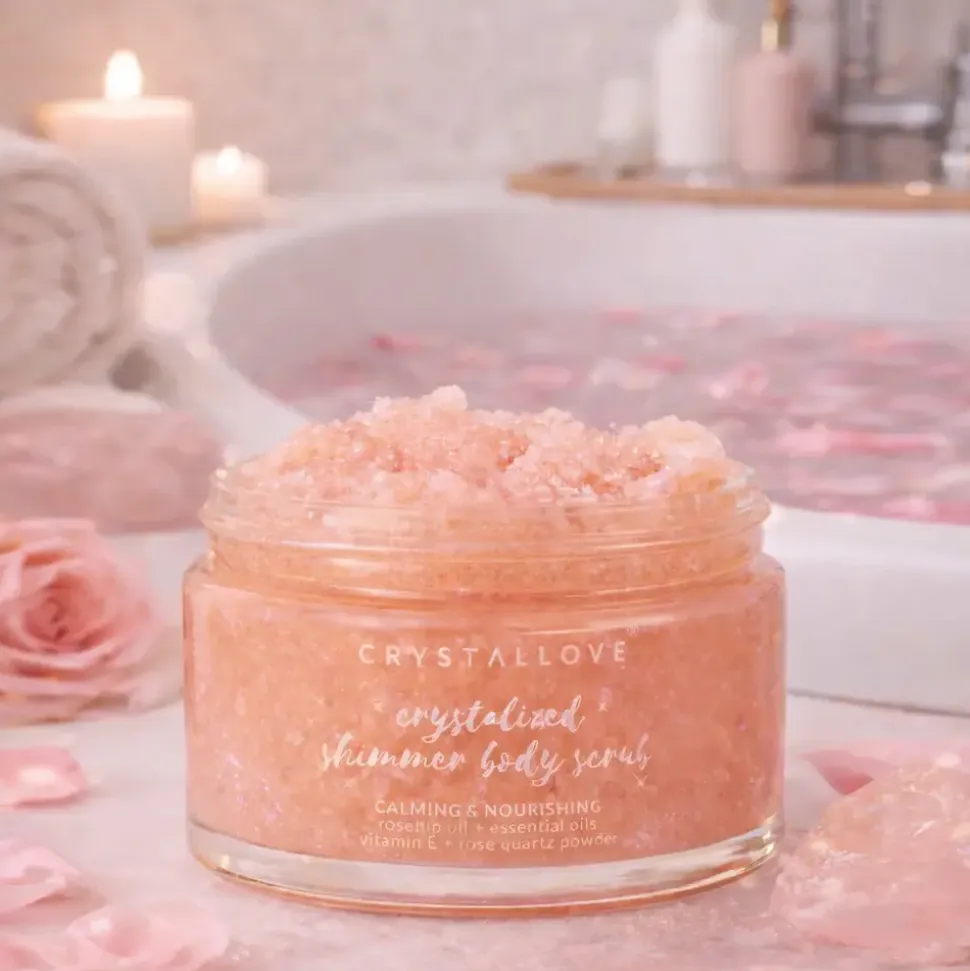 Crystallove, peeling do ciała z kwarcem różowym, 200 g