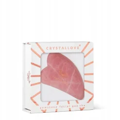 Crystallove, płytka 3D do masażu twarzy gua sha z kwarcu różowego, 1 szt.