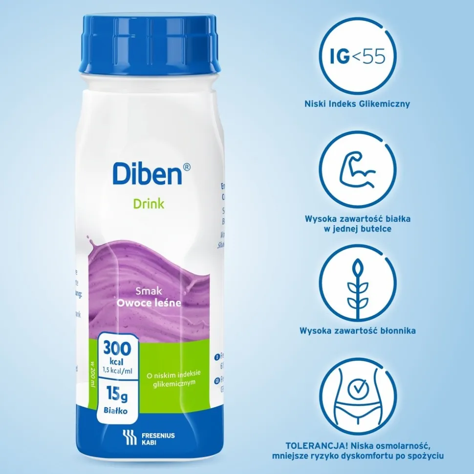 Diben Drink, płyn o smaku owoców leśnych, 4 x 200 ml