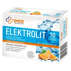 DOZ PRODUCT, Elektrolit o smaku pomarańczowym, proszek w saszetkach, 10 x 4,25 g