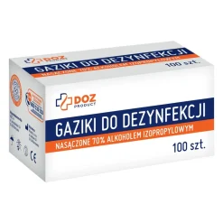 DOZ Product gaziki do dezynfekcji nasączone alkoholem izopropylowym, 100 szt.