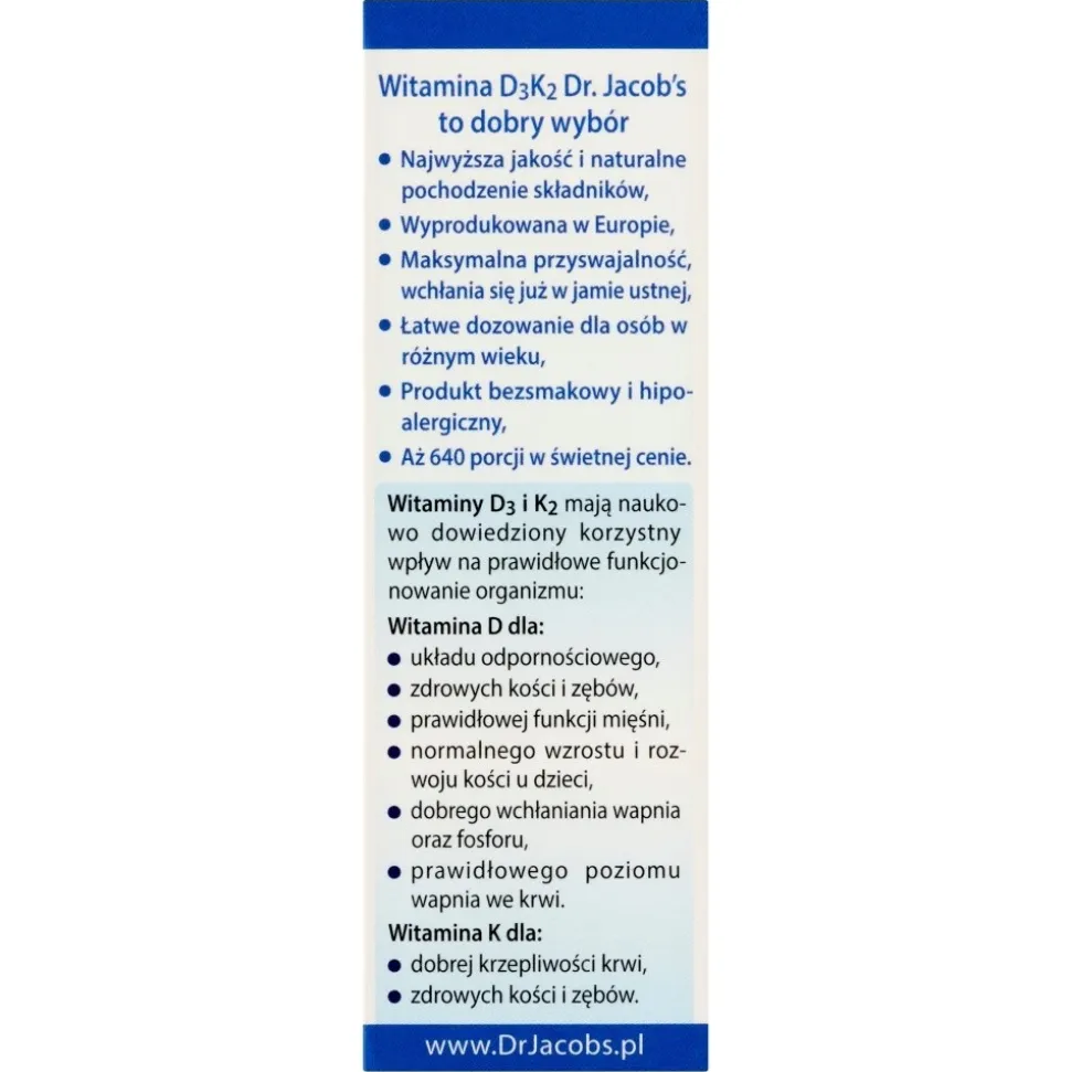 Dr Jacob's Medical, Witamina D3 K2, krople, 20 ml