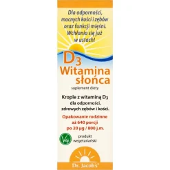Dr Jacob's Medical, Witamina Słońca D3, krople, 20 ml