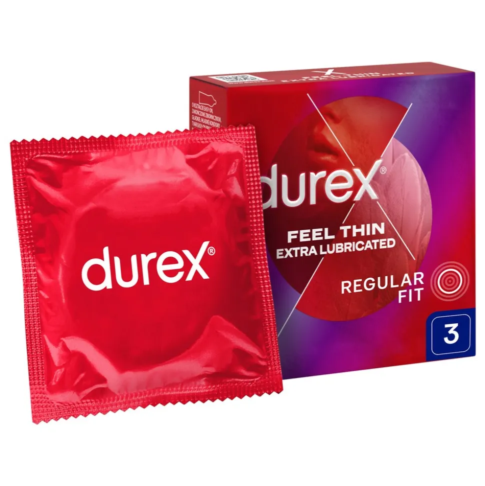 Durex, Feel Thin Extra Lubricated, prezerwatywy, 3 szt.