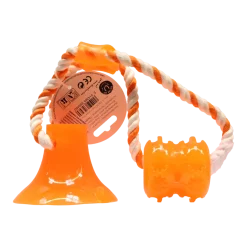 Duvoplus Tug 'n Chew Toy, zabawka dla psa z przyssawką i sznurkiem, pomarańczowy, 1 szt.