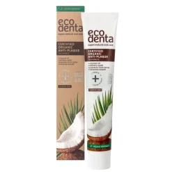Ecodenta, pasta do zębów przeciwdziałająca płytce nazębnej pasta do zębów z olejem kokosowym, bez fluoru, 75 ml