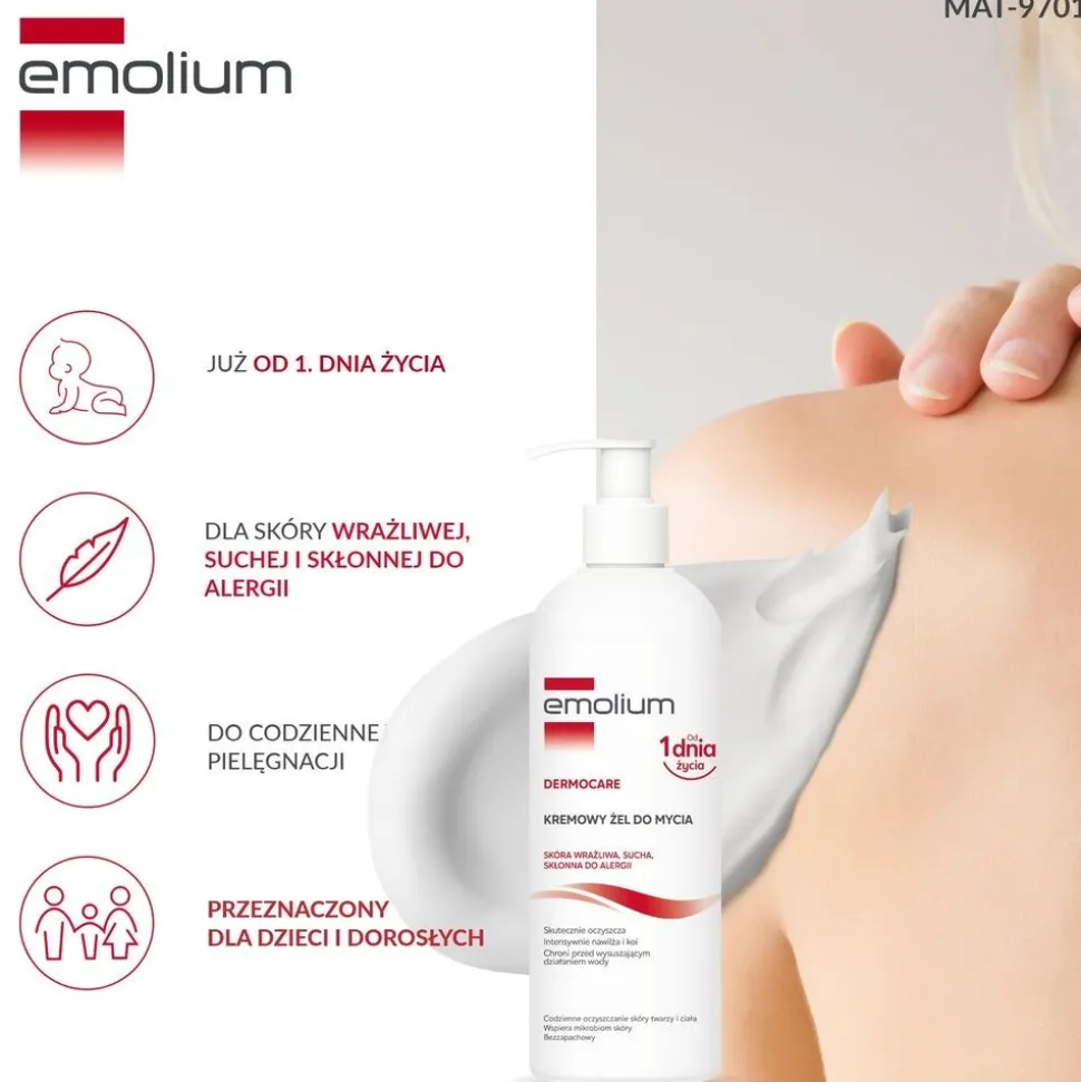 Emolium Dermocare, kremowy żel do mycia, 400 ml