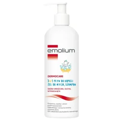 Emolium Dermocare, 3w1 płyn do kąpieli, żel do mycia, szampon, 400 ml