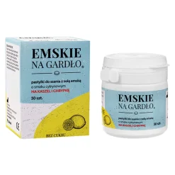 Emskie na gardło, pastylki do ssania z solą emską, smak cytrynowy, 30 szt.