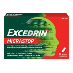 Excedrin MigraStop, 250 mg + 250 mg + 65 mg, tabletki powlekane, 20 szt.