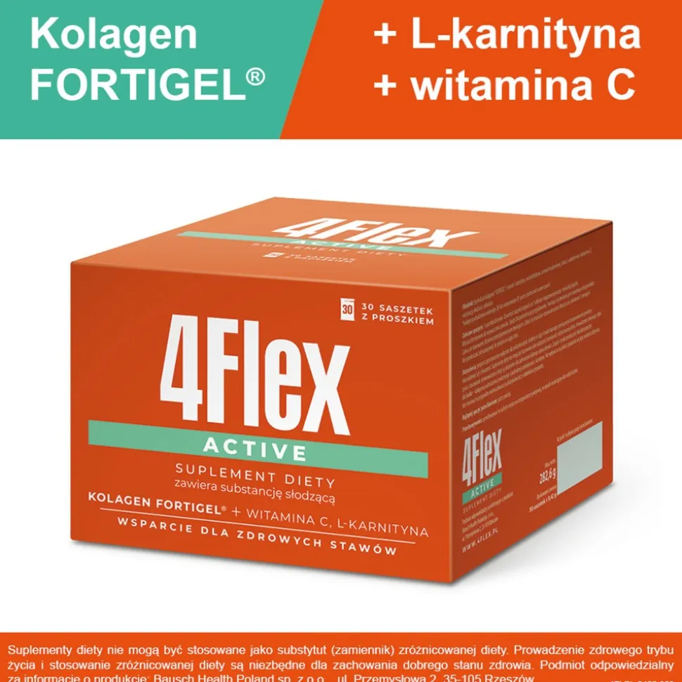 4Flex Active, saszetki z proszkiem, smak truskawkowy, 30 szt.
