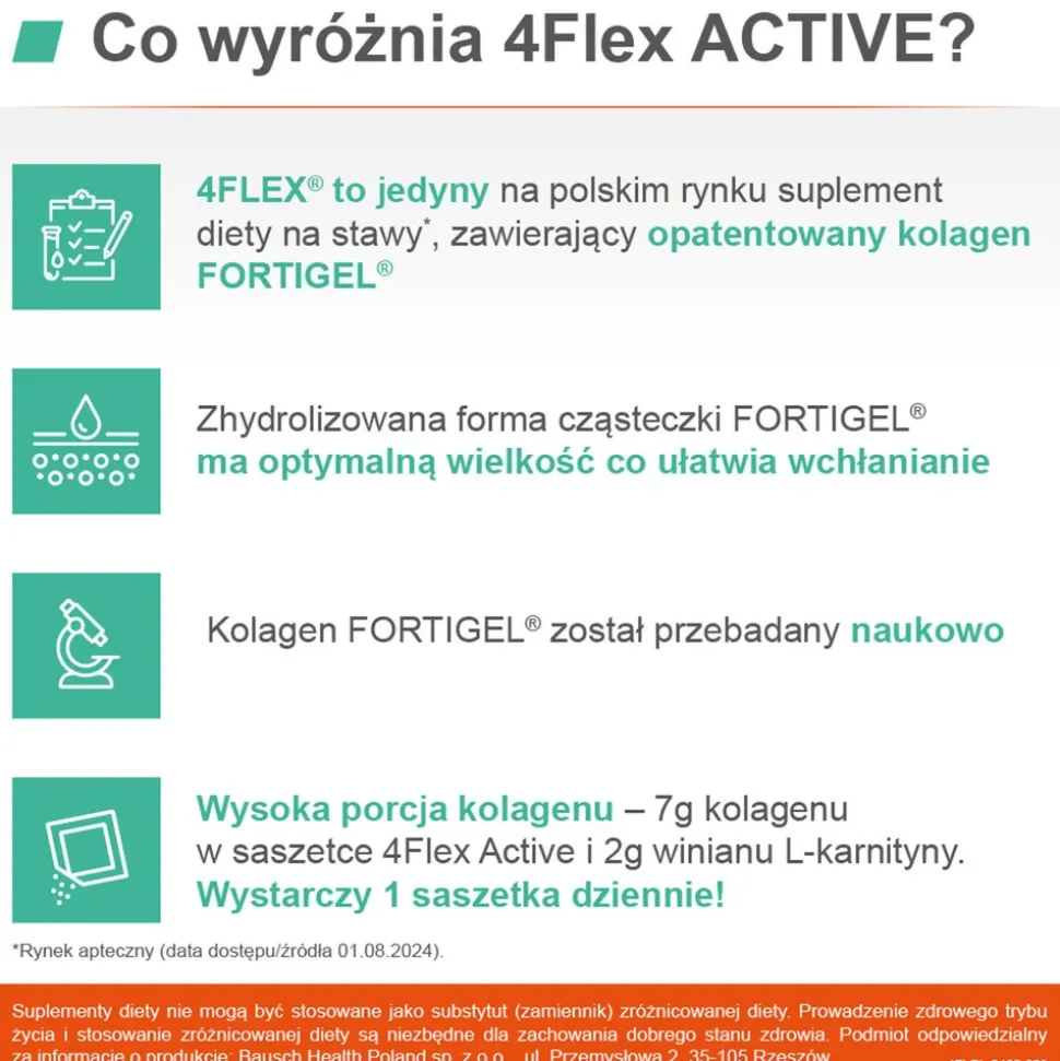4Flex Active, saszetki z proszkiem, smak truskawkowy, 30 szt.