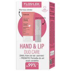 Flos-lek Zestaw Hand & Lip Duo Care Snail, krem do rąk, 50 ml + pomadka do ust, 4 g