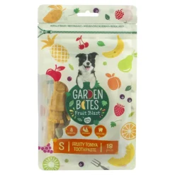 Garden Bites Fruit Blast Fruity Tonya Toothpaste, wegetariańskie przysmaki dentystyczne dla psów, S, 7,8 cm x 18 szt.