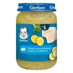 Gerber, Rybka z ziemniaczkami, cukinią i brokułami, 6 m+, 190 g