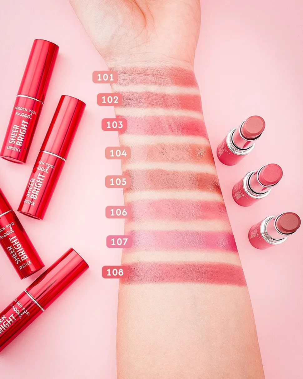 Golden Rose Mood Sheer Bright Lipstick, połyskująca pomadka do ust, 105, 3,3 g