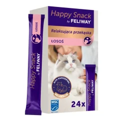 Happy snack by Feliway, relaksująca przekąska dla wszystkich kotów, łosoś, 24 x 15 g