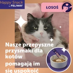 Happy snack by Feliway, relaksująca przekąska dla wszystkich kotów, łosoś, 6 x 15 g