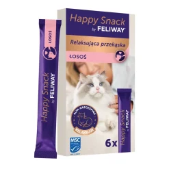 Happy snack by Feliway, relaksująca przekąska dla wszystkich kotów, łosoś, 6 x 15 g