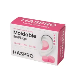 Haspro Moldable, formowane zatyczki do uszu, różowe, 6 par