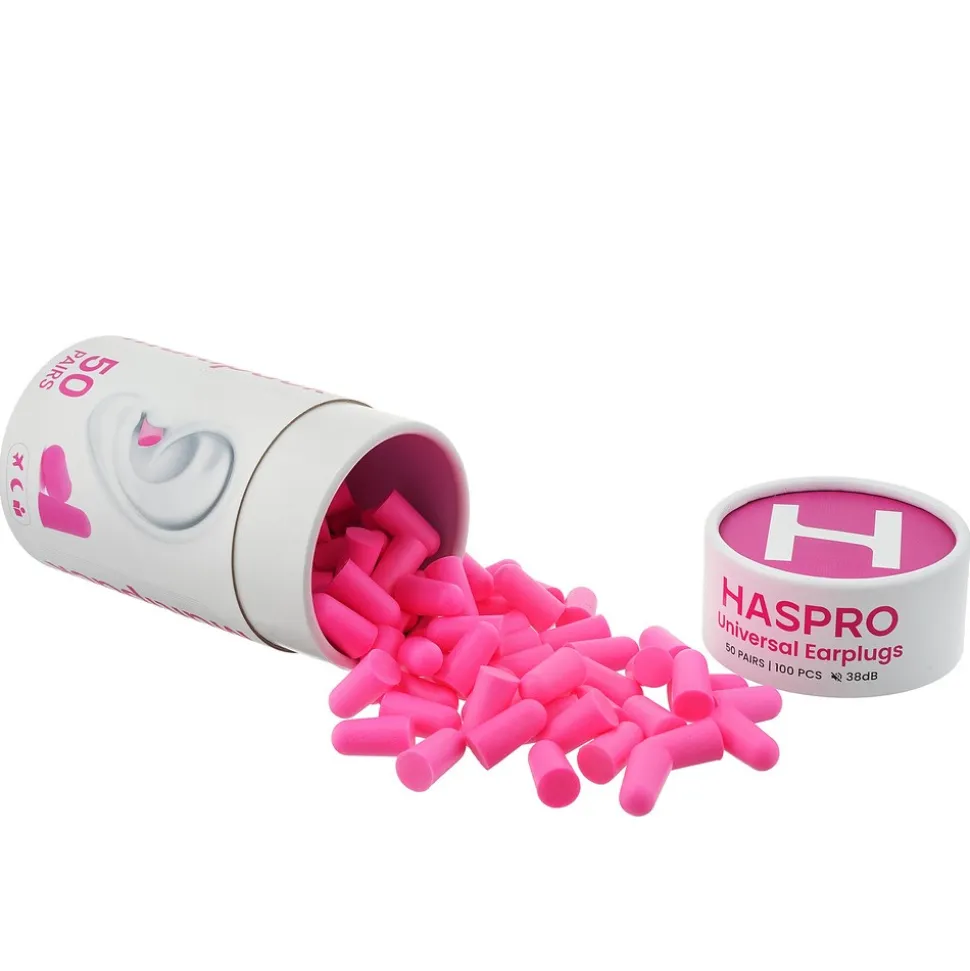 Haspro Tube 50, stopery do uszu, różowe, 50 par