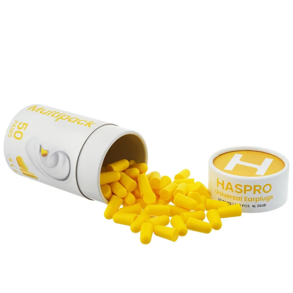 Haspro Tube 50, stopery do uszu, żółte, 50 par