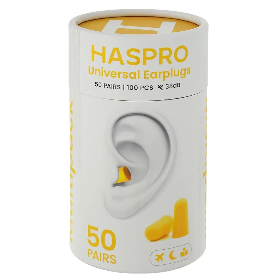 Haspro Tube 50, stopery do uszu, żółte, 50 par