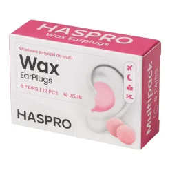 Haspro Wax Earplugss, woskowe zatyczki do uszu, 6 par.