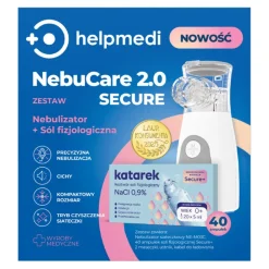 HelpMedi NebuCare 2.0 Secure, zestaw do nebulizacji, nebulizator, 1 szt. + sól fizjologiczna, 40 szt.