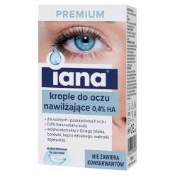 Iana Premium, nawilżające krople do oczu, 0,4% HA, 10 ml