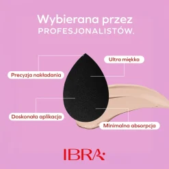Ibra Makeup Blender Sponge, gąbeczka do makijażu, czarna, 1 szt.