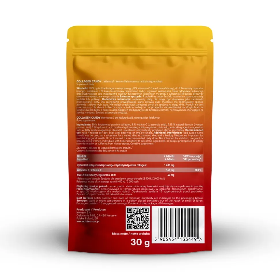 Intenson Collagen Candy, tabletki, smak mango-marakuja, 60 szt.