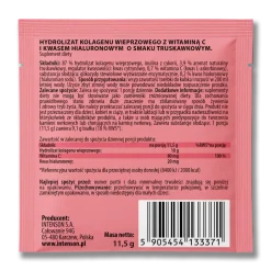 Intenson Kolagen + kwas hialuronowy + witamina C, proszek,  smak truskawkowy, 11,5 g