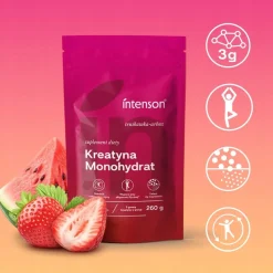 Intenson Kreatyna Monohydrat, smak: truskawka-arbuz, proszek, 260 g