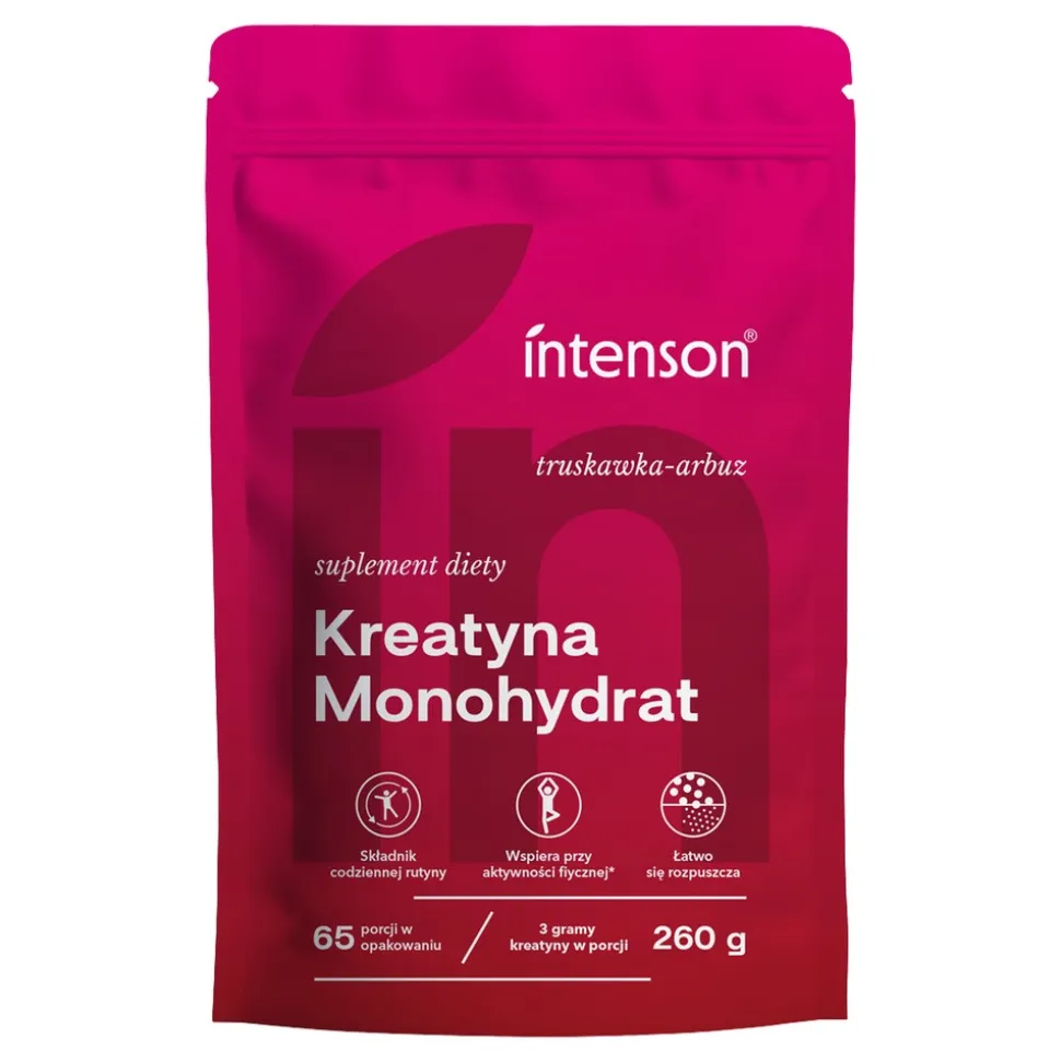 Intenson Kreatyna Monohydrat, smak: truskawka-arbuz, proszek, 260 g