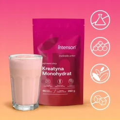 Intenson Kreatyna Monohydrat, smak: truskawka-arbuz, proszek, 260 g
